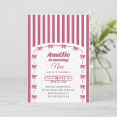 Cute Pink Coquette Bow Girl 9th Birthday  招待状 (スタンド正面)