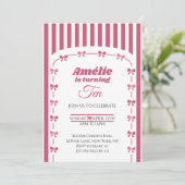 Cute Pink Coquette Bow Girl Tenth Birthday  招待状 (スタンド正面)