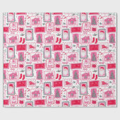 Cute Pink Coquette Frames Pattern Christmas ラッピングペーパー (フラット)