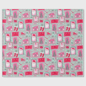 Cute Pink Coquette Frames Pattern Christmas mint ラッピングペーパー (フラット)