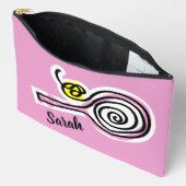 Cute pink cosmetics bag with tennis racket design アクセサリーポーチ (見開き)