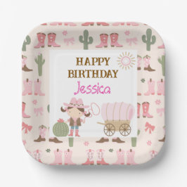 Cute Pink Cowgirl ペーパープレート