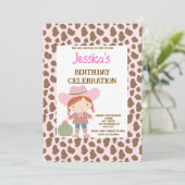 Cute Pink Cowgirl Birthday 招待状 (スタンド正面)