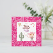 Cute Pink Cowirl Child's Birthday カード (スタンド正面)