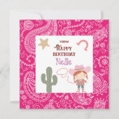 Cute Pink Cowirl Child's Birthday カード (正面)