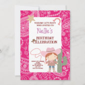 Cute Pink Cowirl Child's Birthday 招待状 (正面)