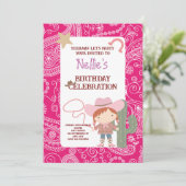 Cute Pink Cowirl Child's Birthday 招待状 (スタンド正面)