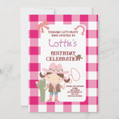 Cute Pink Cowirl Child's Birthday 招待状 (正面)