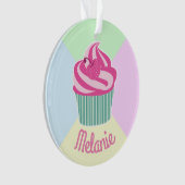 Cute Pink Cupcake Pastel Colors Personalised  オーナメント (正面)