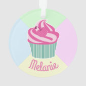 Cute Pink Cupcake Pastel Colors Personalised  オーナメント (裏面)