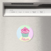 Cute Pink Cupcake Pastel Colors Personalised マグネット (インサイチュ (食洗機))
