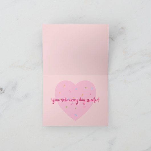 Cute Pink Cupcake Valentine's Day Card カード (内部)