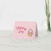 Cute Pink Cupcake Valentine's Day Card カード (正面)