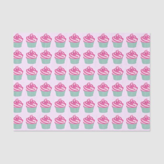 Cute Pink Cupcakes Pattern 薄葉紙 (正面)
