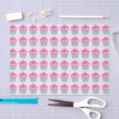 Cute Pink Cupcakes Pattern 薄葉紙 (クラフト)