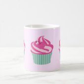 Cute Pink Cupcakes Pattern Pastel Pink コーヒーマグカップ (中央)