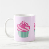 Cute Pink Cupcakes Pattern Pastel Pink コーヒーマグカップ (左)
