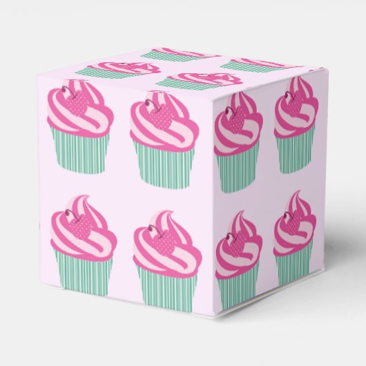Cute Pink Cupcakes Pattern Pastel Pink フェイバーボックス (裏面サイド)