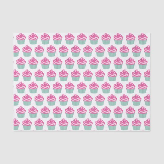 Cute Pink Cupcakes Pattern Pastel Pink 薄葉紙 (正面)