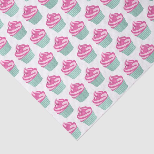 Cute Pink Cupcakes Pattern Pastel Pink 薄葉紙 (詳細)