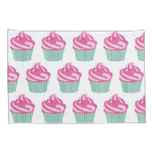 Cute Pink Cupcakes Pattern Pastel Pink and White 枕カバー (裏面-右)