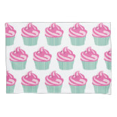 Cute Pink Cupcakes Pattern Pastel Pink and White 枕カバー (正面左)