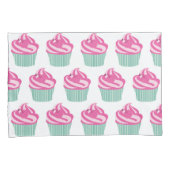 Cute Pink Cupcakes Pattern Pastel Pink and White 枕カバー (正面右)