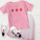 cute pink daisies baby tshirt ベビーTシャツ