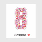 Cute Pink Decorative Botanical Floral Number 8 シール (シート)