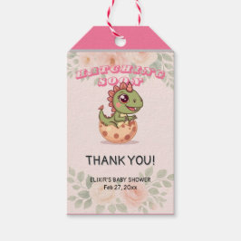 Cute Pink Dino Hatching Soon ギフトタグ