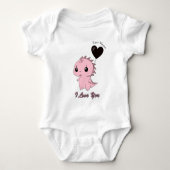 Cute Pink Dinosaur ベビーボディスーツ (正面)