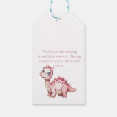 Cute Pink Dinosaur Baby Shower Thank You ギフトタグ (裏面)
