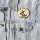 Cute Pink Dinosaur Childs Birthday 缶バッジ (インサイチュ)