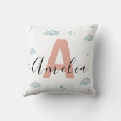 Cute Pink Dinosaur Nursery Throw Pillow Baby Girl クッション (裏面)