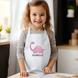 Cute Pink Dinosaur Personalized 子供用エプロン