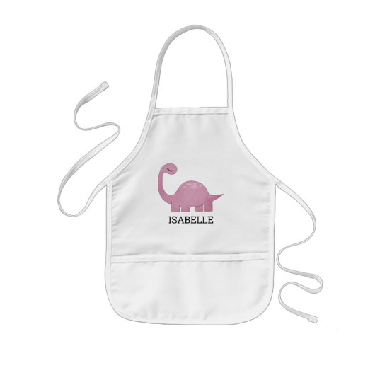 Cute Pink Dinosaur Personalized 子供用エプロン (正面)