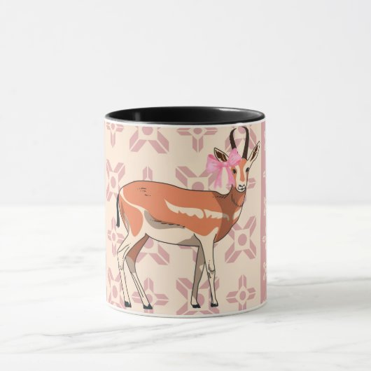 Cute Pink Doe-patterned Christmas  マグカップ (中央)