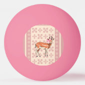 Cute  Pink Doe-patterned Christmas  卓球ボール (正面)