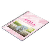 Cute Pink Dog Photo and Name ノートブック (左側)