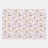 Cute Pink Doodle Hand Drawn Birthday ラッピングペーパーシート (正面3)