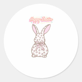 Cute Pink Easter Bunny ラウンドシール