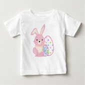 CUTE PINK EASTER BUNNY WITH EASTER EGGS ベビーTシャツ (正面)