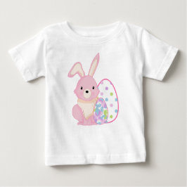 CUTE PINK EASTER BUNNY WITH EASTER EGGS ベビーTシャツ