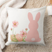 Cute Pink Easter Bunny with Spring Flowers  クッション (ブランケット)