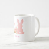 Cute Pink Easter Bunny with Spring Flowers  コーヒーマグカップ (正面右)