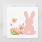 Cute Pink Easter Bunny with Spring Flowers  サンキューカード (正面)