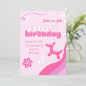 Cute pink editable birthday invite 招待状 (スタンド正面)