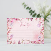 Cute Pink Elegant Floral Watercolor  サンキューカード (スタンド正面)