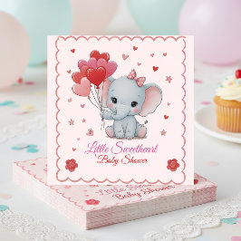 Cute Pink Elephant Baby Shower Welcome Sign  スタンダードランチョンナプキン