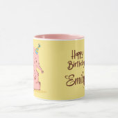 Cute Pink Elephant Birthday Mug – Custom Name Gift マグカップ (中央)